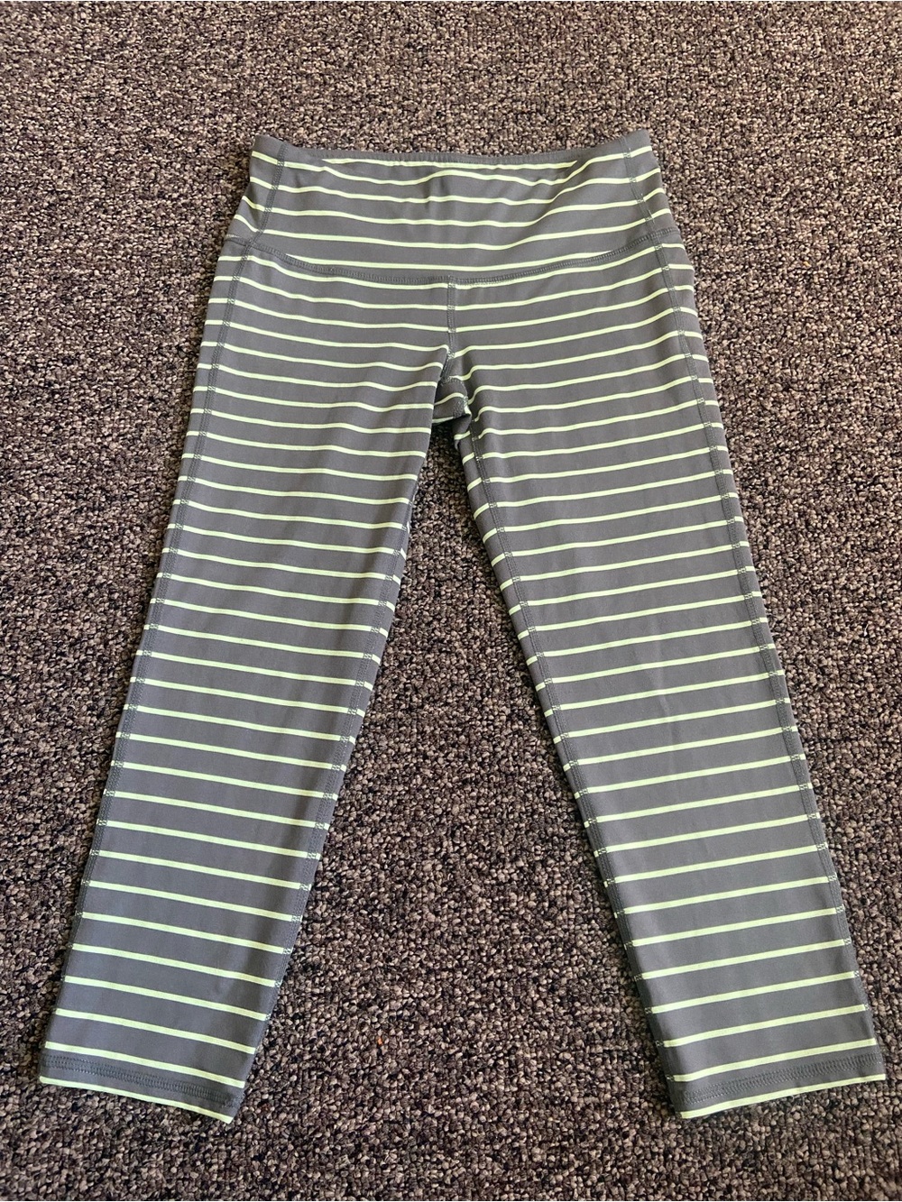 Athleta size:xs, Striped Gray & Lime Active Capri Leggings